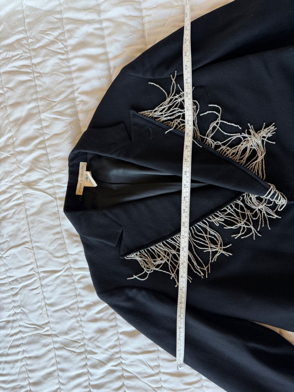 Free People x Tricia Fix Repurposed Vintage Rhinestone Fringe Blazer Coat | M - Picture 4 of 5